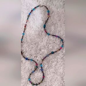 🍧🌈 Handcrafted Beaded Long Gorgeous Beaded Necklace Made With Real Pearl 32"
